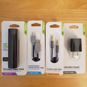 CELLCandy Portable Power Pack, Charger and Sync Cable, Audio Cable, Wall Charger